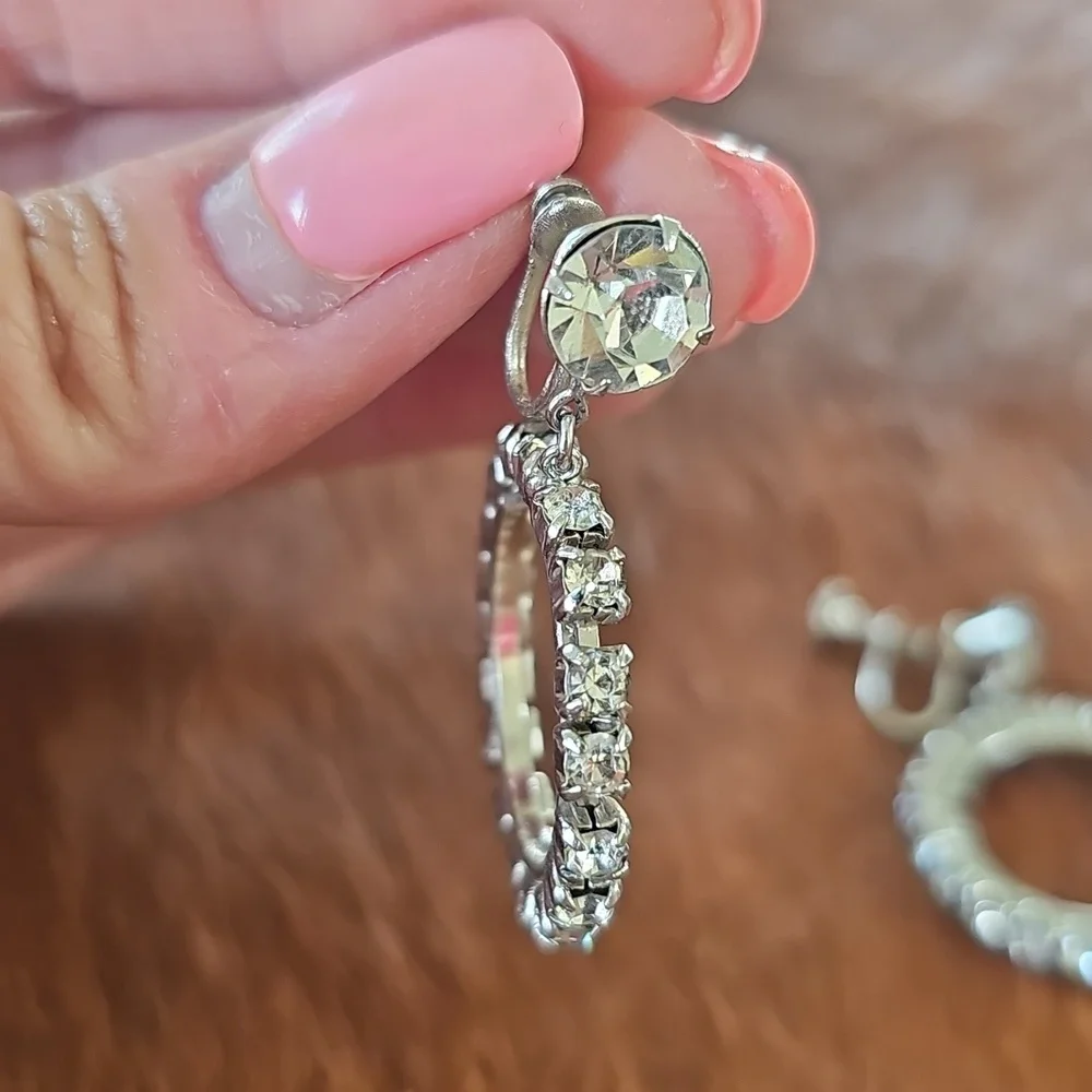 Vintage, Clip On Crystal Earrings